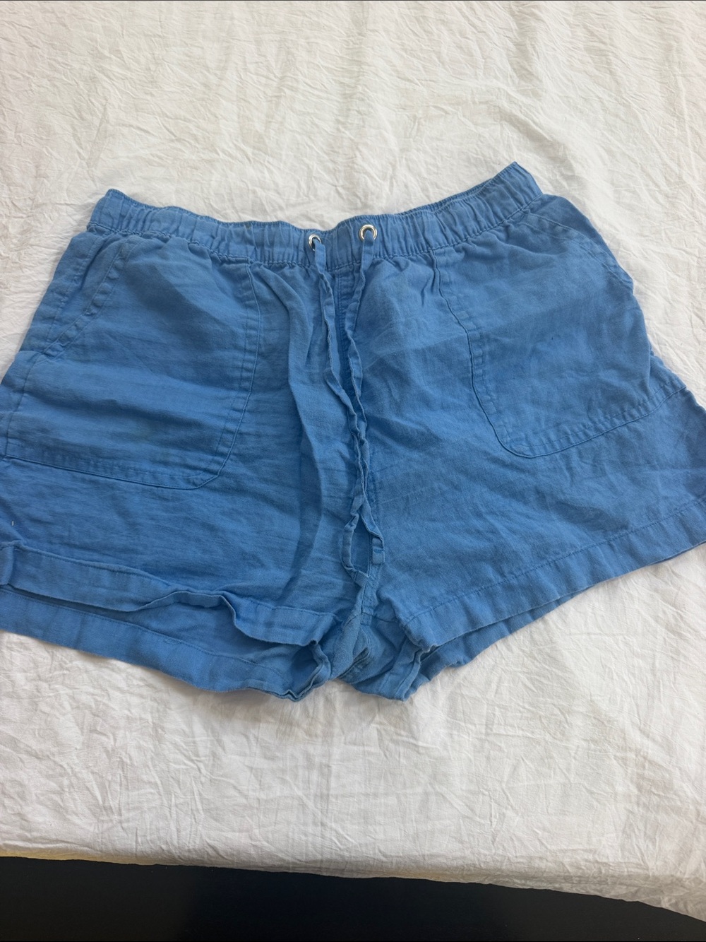C&C California Sky Blue Linen-Blend Drawstring Athletic Shorts